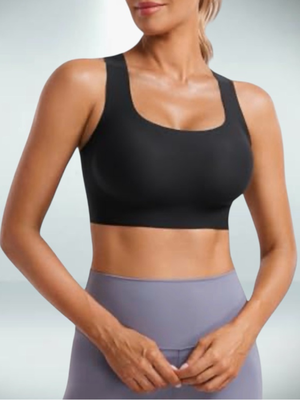 CRZ Yoga XL (14) black Flex Sculpt Racerback U Neck Sports Bra